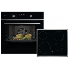 AEG OS6CB531AB + HK624000XB Φούρνος άνω Πάγκου 71lt με Κεραμικές Εστίες Π56εκ. Μαύρος